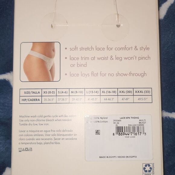 NWT Sercet Treasures Women's Lace Stretch Thong Panties 6-pack - Picture 4 of 5